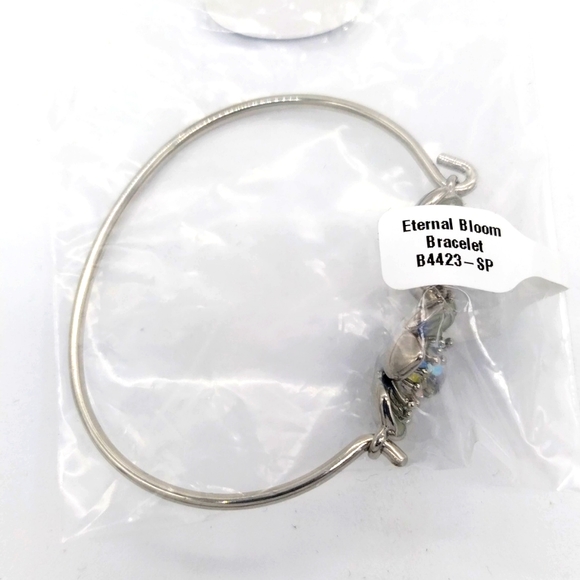 Made with Swarovski Floral Bloom Hinged Cuff Charm Bracelet - Picture 2 of 2